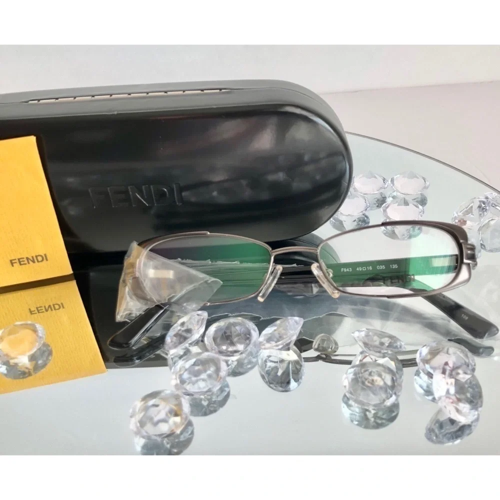 FENDI F943 Women’s Gunmetal Black Zero Power Reading Glasses Sz Small 49-16-135